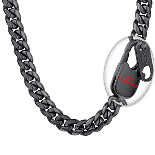 PROSTEEL Herren personalisiert Halskette 10mm breit Panzerkette Schwarz Metall plattiert Hip-Hop Street Style Schwer Kubanische Gliederkette 51cm/schwarz für Männer Jungen von PROSTEEL