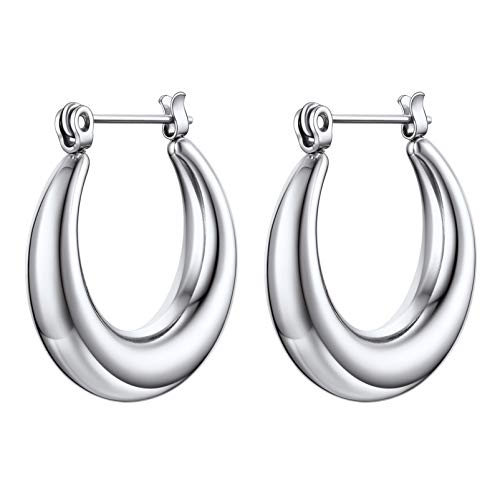 PROSTEEL Huggie Creolen Edelstahl 5,7mm Dicke Ohrringe - Außendurchmesser 22mm - Fantasie kleine Kreolen Hoop Earrings Modeschmuck für Frauen Mädchen von PROSTEEL