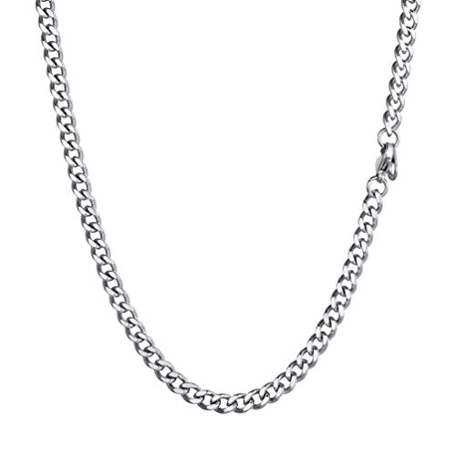 PROSTEEL Kette Collier Damen Herren 46cm/4,8mm Edelstahl massiv Panzerkette schwer Gliederkette Miami Chain Necklace Schmuck Accessoire Jahrestag Weihnachten von PROSTEEL