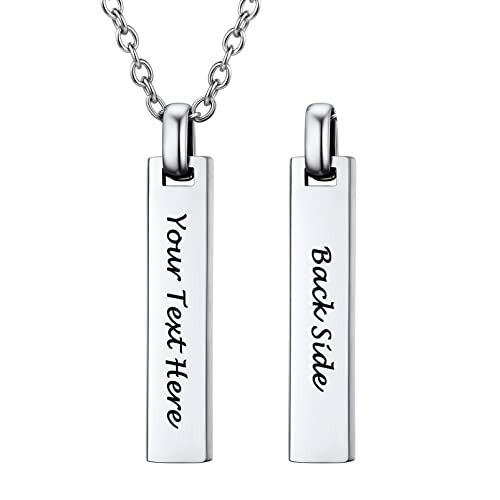 PROSTEEL Kette Halskette Edelstahl personalisiert Vertikaler Stab Anhänger mit 50+5cm Rolokette minimalistischer Modeschmuck Accessoire für Valentinstag Jubiläum von PROSTEEL