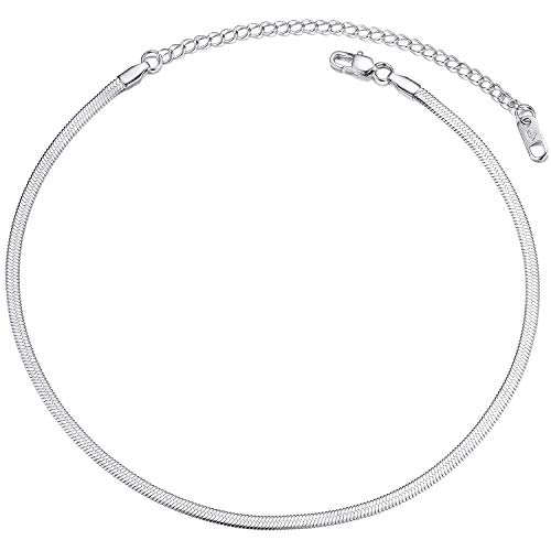 PROSTEEL Kurze Kette Collier Damen Edelstahl 3mm Schlangenkette 32cm/41cm verstellbar Choker Necklace Halsband für Frauen Mädchen Modeschmuck Accessoire für Weihnachten Valentinstag von PROSTEEL