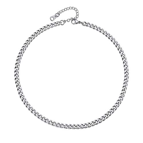 PROSTEEL kurze Kette Collier Damen Edelstahl 4,8mm Panzerkette 36cm verstellbar Choker Necklace schwer Glieder Link Halsband für Frauen Mädchen Modeschmuck Geschenk für Weihnachten Valentinstag von PROSTEEL