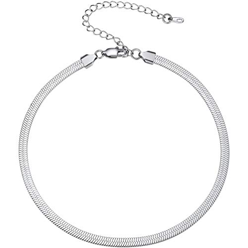 PROSTEEL Kurze Kette Collier Damen Edelstahl 5mm Schlangenkette 32cm/41cm verstellbar Choker Necklace Halsband für Frauen Mädchen Modeschmuck Accessoire für Weihnachten Valentinstag von PROSTEEL