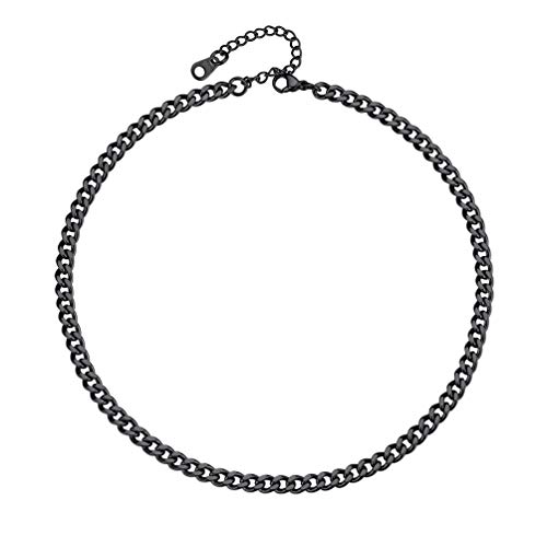 PROSTEEL kurze Kette Collier Damen schwarz 4,8mm Panzerkette 36cm verstellbar Choker Necklace schwer Glieder Link Halsband für Frauen Mädchen Modeschmuck Accessoire für Weihnachten Valentinstag von PROSTEEL