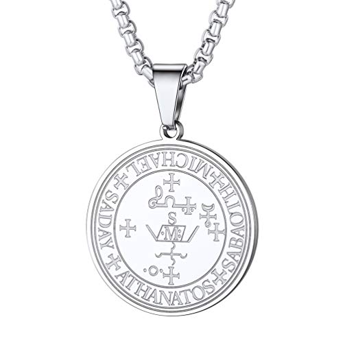 PROSTEEL Medaille des Erzengels Michael Kette Edelstahl Schutzpatron Anhänger mit 55cm runde Venezianierkette Männer Jungen Amulett Modeschmuck für Weihnachten Jahrestag von PROSTEEL