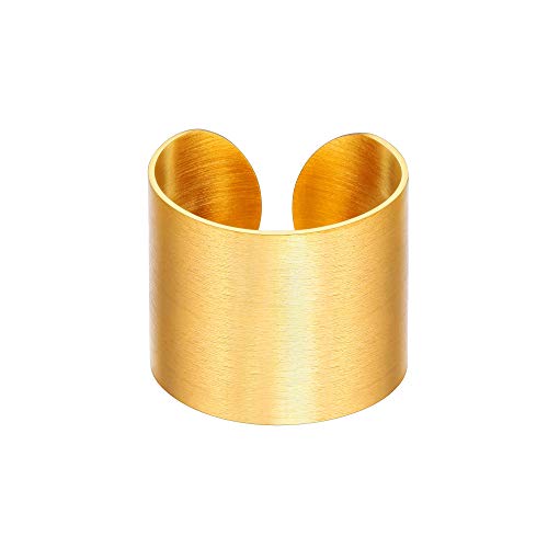 PROSTEEL Offener Ring 18k vergoldet Damen Herren verstellbar Ring 17mm breit gebürstet Bandring für Jungen Mädchen ModeSchmuck Accessoire Geburtstag Valentinstag von PROSTEEL