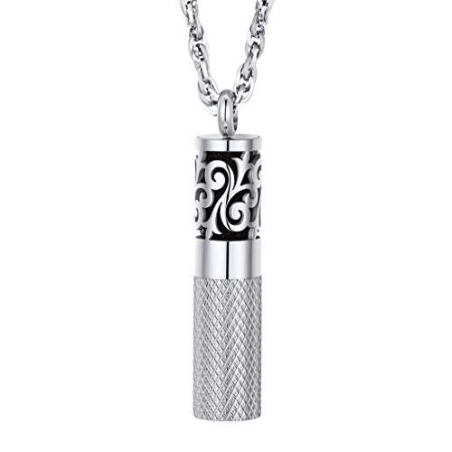 PROSTEEL Parfüm Halter Kette für Männer Frauen Edelstahl Röhrenform Anhänger Halskette Ätherisches Öl Diffusor Aromatherapie Modeschmuck Accessoire 8 Baumwolle Scheibe verfügbar von PROSTEEL