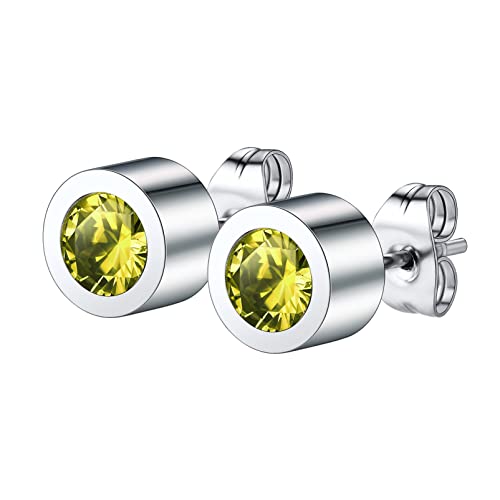 PROSTEEL Piercing Ohrringe für Männer Frauen Edelstahl Ohrstecker Geburtsstein August Ohr Piercing mit synthetischem Peridot Unisex Modeschmuck Accessoire von PROSTEEL