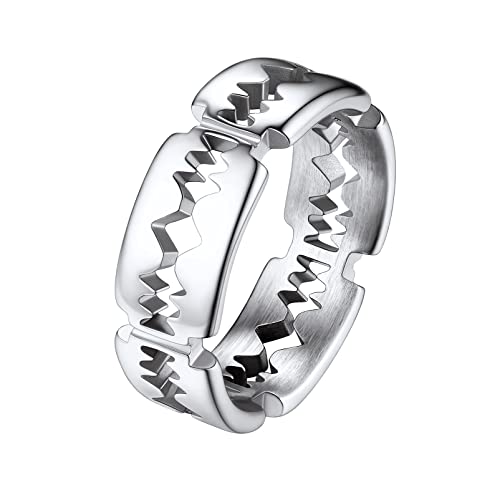 PROSTEEL Rasierklingen Design Ring Herren Bandring Größe 57 Freundschaft Partnerschaft 7mm breit Edelstahl Band Ring Männer Punk Stil Modeschmuck Accessoire für Hochzeit Verlobung von PROSTEEL