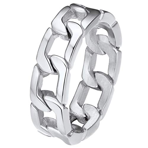PROSTEEL Ringe Herren Bandring in Panzerkette Design Größe 57 einfacher Cuban Link Biker Rocker Ring Band Ring Edelstahl Männer Jungen Modeschmuck Accessoire von PROSTEEL