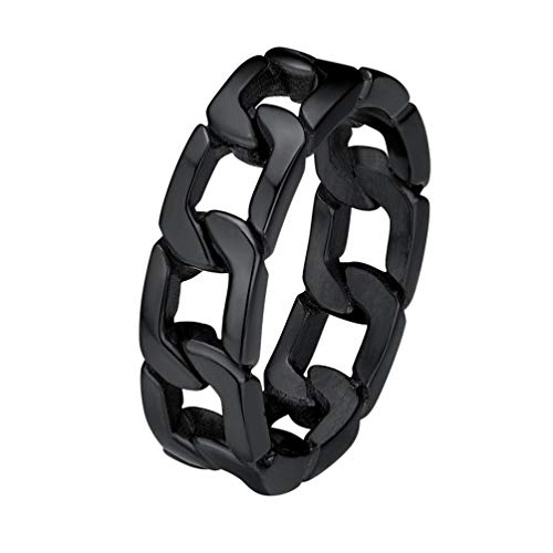 PROSTEEL Ringe Herren Bandring in Panzerkette Design Größe 64 einfacher Cuban Link Biker Rocker Ring Band Ring schwarz Edelstahl Männer Jungen Modeschmuck Modeschmuck Accessoire von PROSTEEL