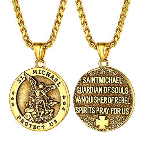 PROSTEEL Runde Medaille Erzengel Michael 18k vergoldet von PROSTEEL