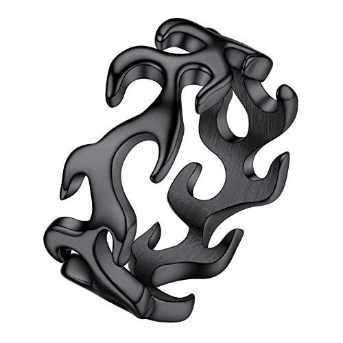 PROSTEEL Herren Flamme Statement Ring Band Ring Größe 69 Schwarz Gothic Biker Motoradfahrer Halloween Modeschmuck Accessoire von PROSTEEL
