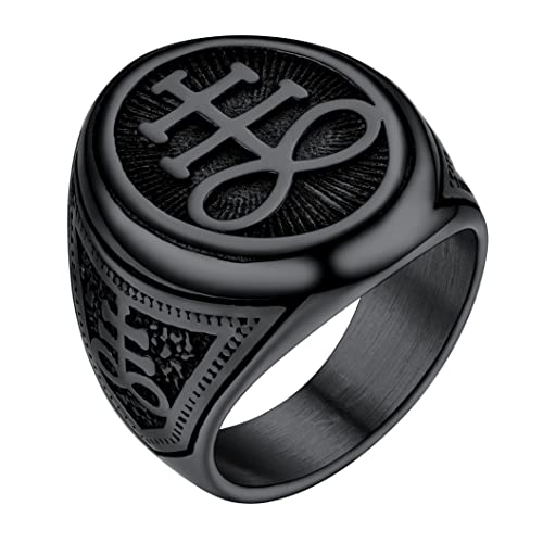 PROSTEEL Schwarz Leviathan Kreuz Ring Oval Siegelring Größe 69 (22.0) Größe 69 (22.0) von PROSTEEL