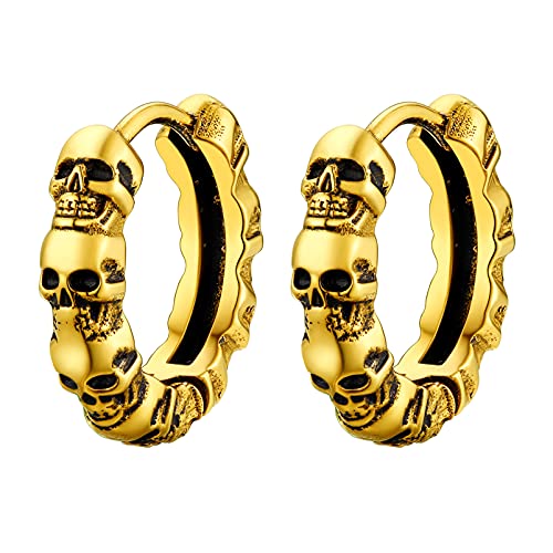 PROSTEEL Totenkopf Design kleine Creolen 11mm Gotik Punk Stil Schädel Huggie Hoop 18k vergoldet Klappcreolen Damen Herren Piercing Ohrringe Modeschmuck Accessoire PROSTEEL Totenkopf Design kleine Creolen 11mm Gotik Punk Stil Schädel Huggie Hoop 18k vergoldet Klappcreolen Damen Herren Piercing Ohrringe Modeschmuck Accessoire von PROSTEEL