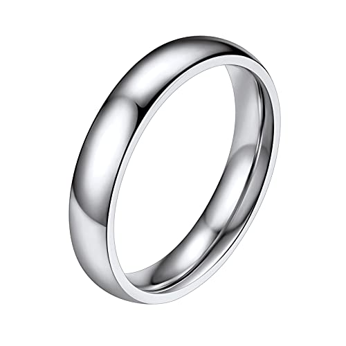 PROSTEEL Trauring Verlobungsring für Männer Edelstahl Herren hochglanzpoliert Bandring Größe 64 einfach 4mm breit Modeschmuck Accessoire für Partnerschaft Freundschaft von PROSTEEL