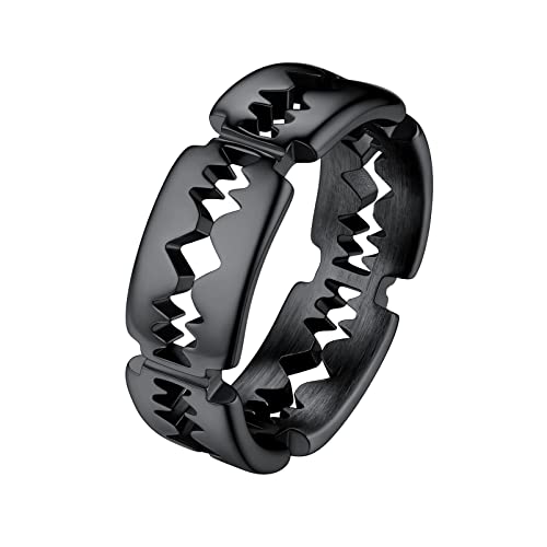 PROSTEEL Trauring Verlobungsring für Männer Schwarz Edelstahl Herren Punk Stil Bandring mit Rasierklingen Design Größe 64 7mm breit Modeschmuck Accessoire für Partnerschaft Freundschaft von PROSTEEL