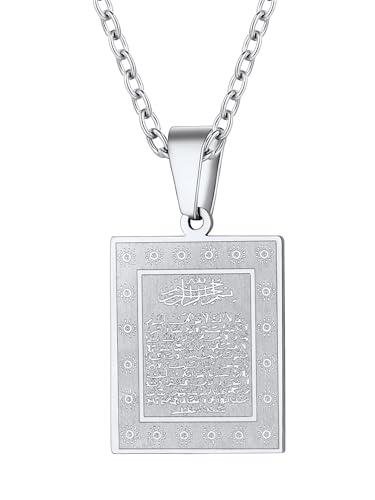 PROSTEEL Damen Collier Edelstahl Ayatul Kursi Anhänger Halskette mit Allah und Koran Verse Islamischer Modeschmuck Accessoire für Geburtstag Weihnachten von PROSTEEL