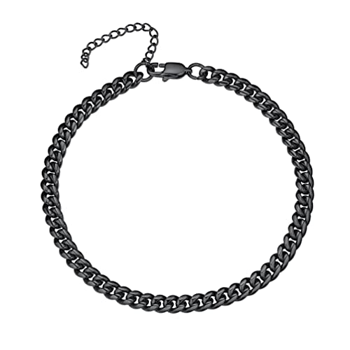 PROSTEEL massiv Panzerkette Fußkette Schwarz Klassische Fußkettchen 6mm 22+5cm verstellbar Fußband Unisex Sommer Schmuck Accessoire für Männer Frauen von PROSTEEL