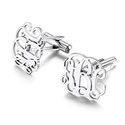 PROSTEEL personalisiert Manschettenknöfe Edelstahl für Männer DIY Buchstaben Namen Cufflinks Herren Anzug Hemd Accessoire Modeschmuck für Hochzeit Verlobung von PROSTEEL