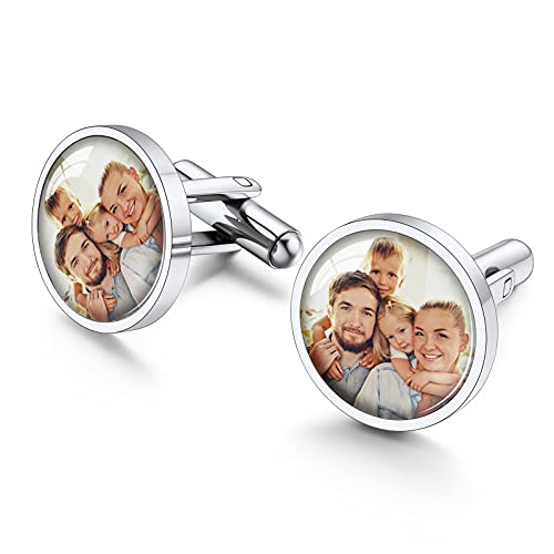 PROSTEEL personalisiert Manschettenknöfe mit Foto&Text Edelstahl für Männer DIY Cufflinks Herren Anzug Hemd Accessoire Modeschmuck für Hochzeit Verlobung von PROSTEEL