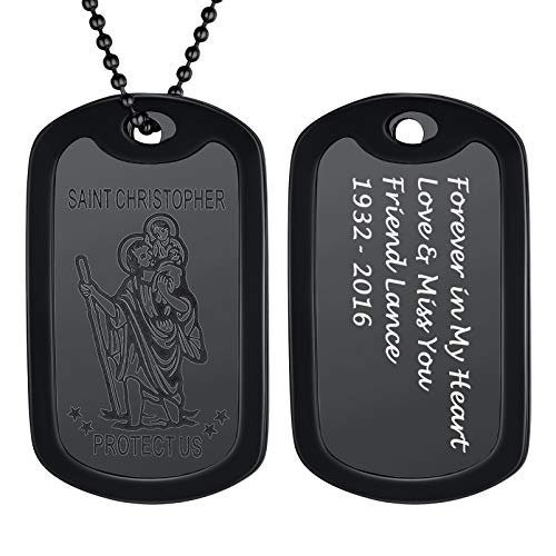 PROSTEEL personalisiert St. Christopher Erkennungsmarke Heiliger Christopherus Motiv Silikonrahmen Anhänger Halskette Schutzpatron der Reisenden Amulett Religiöse Modeschmuck Accessoire von PROSTEEL