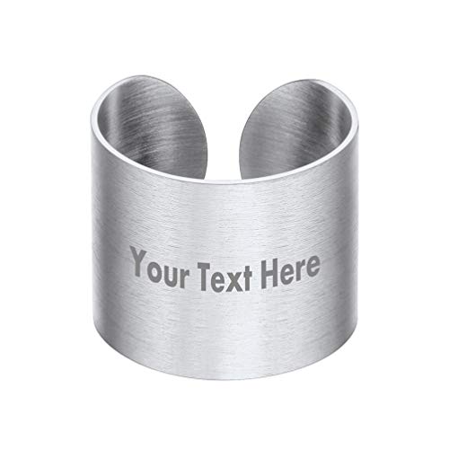 PROSTEEL personalisiert verstellbar Offener Ring für Damen Herren 17mm breit gebürstet Edelstahl Name Texte Gravur Bandring Ehering Modeschmuck Geschenk für Jahrestag Hochzeit Party von PROSTEEL