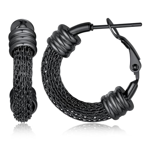 PROSTEEL schwarze Ohrstecker für Damen, Creolen Ohrschmuck 20mm Kreis Ohrringe trendiger Hoop Earrings PROSTEEL schwarze Ohrstecker für Damen, Creolen Ohrschmuck 20mm Kreis Ohrringe trendiger Hoop Earrings von PROSTEEL