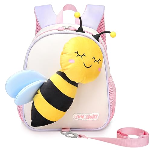 PROTAURI Jungen Mädche Rucksack Kinder Schulrucksäcke Kindergarten Vorschule Tagesrucksack Karikatur Tier Reise Tasche für 3-5 Jahre (Lila Biene) von PROTAURI