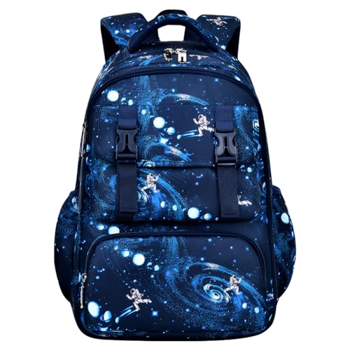 PROTAURI Schulrucksack Jungen Teenager Kinderrucksack Leichtgewicht Schulranzen Büchertasche Schultasche Student Casual Reisen Daypack für Klasse 3-6 von PROTAURI