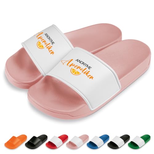 PROZEN E MOMEN E Anonyme Aperoliker Badelatschen | Slipper | Schlappen | Hausschuhe | Pantoletten | Unisex | Malle | Sommer | Geschenkidee | rutschfest | Rosa | Größe 40 von PROZEN E MOMEN E