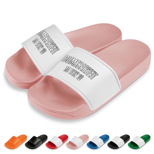 PROZEN E MOMEN E Bumsbar Badelatschen | Slipper | Schlappen | Hausschuhe | Pantoletten | Unisex | Urlaub | Malle | JGA | rutschfest | Rosa | Größe 40 von PROZEN E MOMEN E