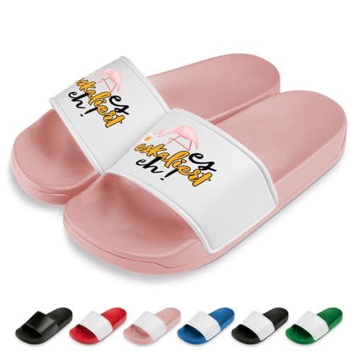 PROZEN E MOMEN E Es eskaliert eh Badelatschen | Slipper | Schlappen | Hausschuhe | Pantoletten | Unisex | Party | Malle | JGA | rutschfest | Rosa | Größe 37 von PROZEN E MOMEN E