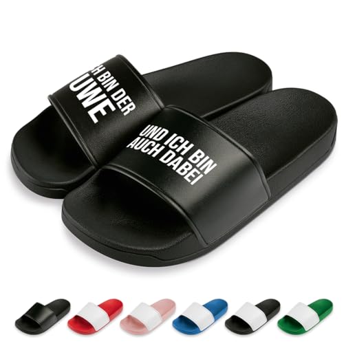 Ich Bin auch dabei! Badelatschen | Personalisiert | Schlappen | Hausschuhe | Pantoletten | Unisex | Urlaub | Malle | JGA | rutschfest | Schwarz | Größe 41 Ich Bin auch dabei! Badelatschen | Personalisiert | Schlappen | Hausschuhe | Pantoletten | Unisex | Urlaub | Malle | JGA | rutschfest | Schwarz | Größe 41 von Prozente Momente