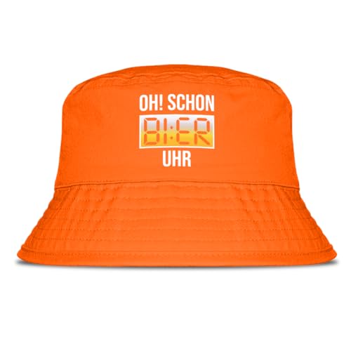 PROZEN E MOMEN E Oh Schon Bier Uhr Fischerhut | Anglerhut | Sonnenhut | Sommer | Party | Lustige Sprüche | OneSize | Malle | Urlaub | Orange von PROZEN E MOMEN E