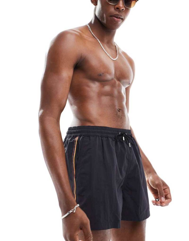PS Paul Smith - Badeshorts in Schwarz mit Streifen von PS Paul Smith