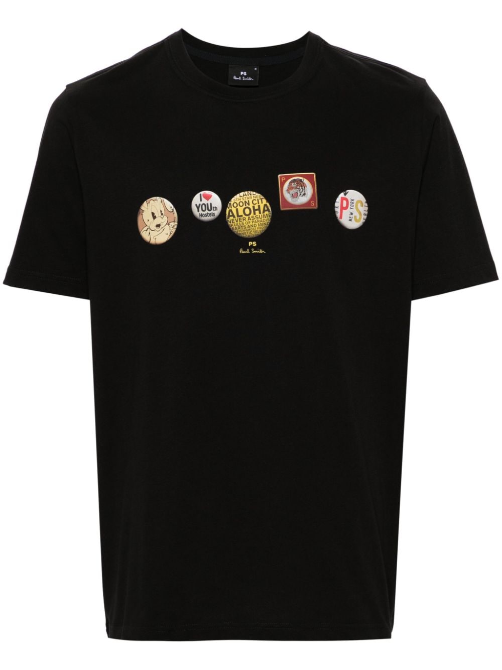 PS Paul Smith Bio-Baumwoll-T-Shirt mit Badges-Print - Schwarz von PS Paul Smith