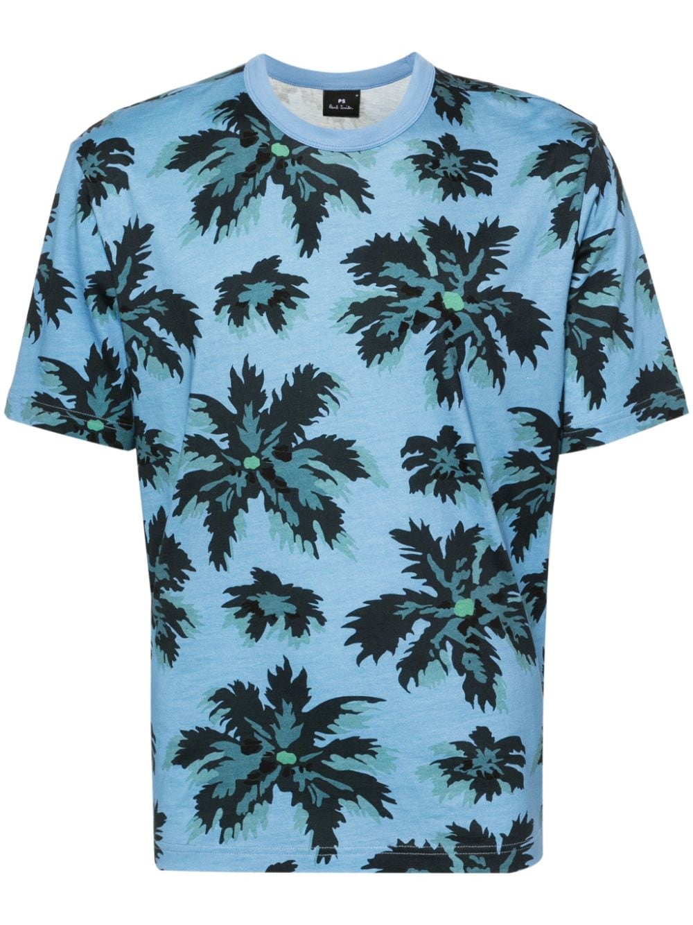 PS Paul Smith Bio-Baumwoll-T-Shirt mit Palmera-Print - Blau von PS Paul Smith