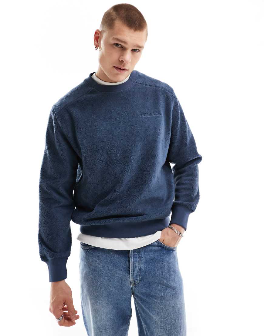 PS Paul Smith - Fleece-Sweatshirt in Grau mit Rundhalsausschnitt und Logo von PS Paul Smith