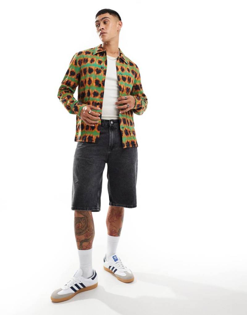 PS Paul Smith - Hemdjacke in Grün mit Batikoptik, Kombiteil von PS Paul Smith