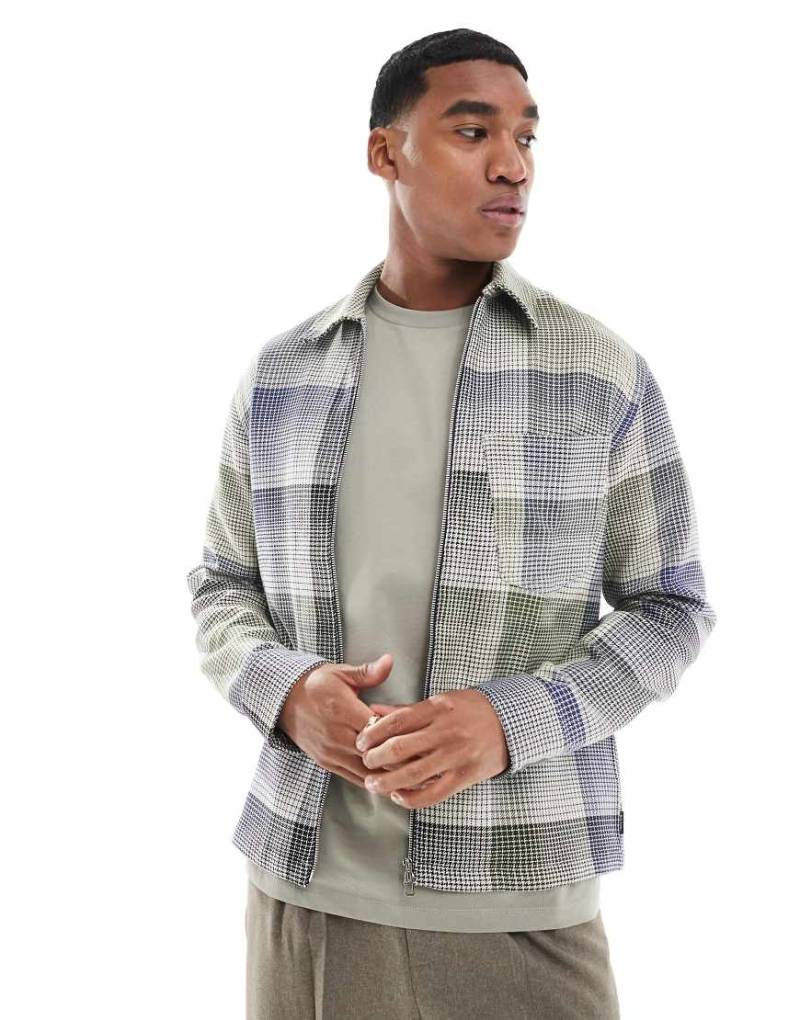 PS Paul Smith - Jacke in Blau kariert mit Reißverschluss vorne von PS Paul Smith