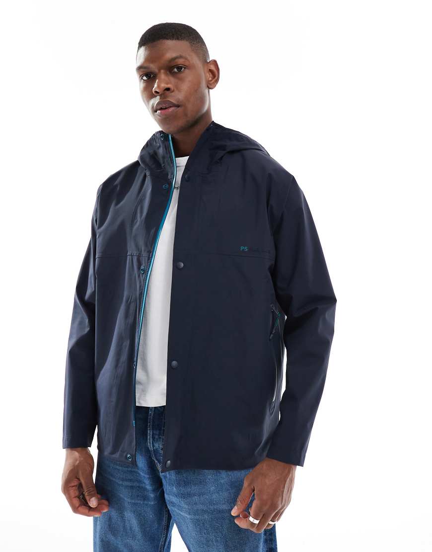 PS Paul Smith - Kapuzenjacke in Marineblau mit Logo von PS Paul Smith