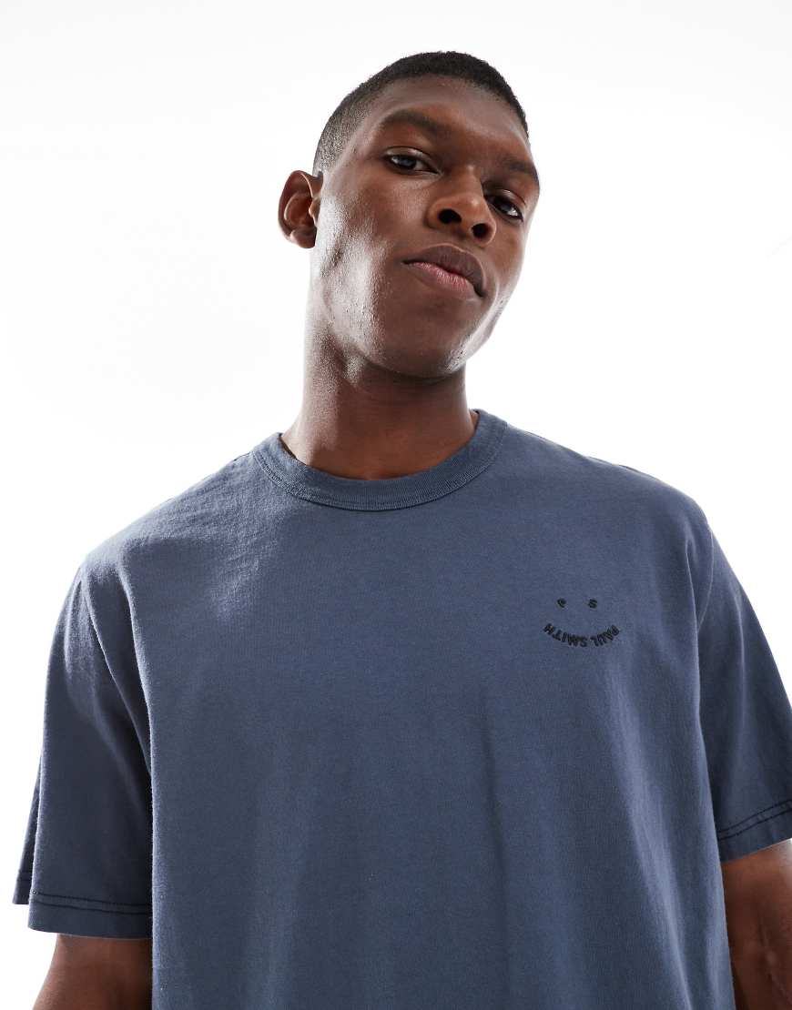 PS Paul Smith - Oversize-T-Shirt in Anthrazit mit Smiley-Logo-Grau PS Paul Smith - Oversize-T-Shirt in Anthrazit mit Smiley-Logo-Grau von PS Paul Smith