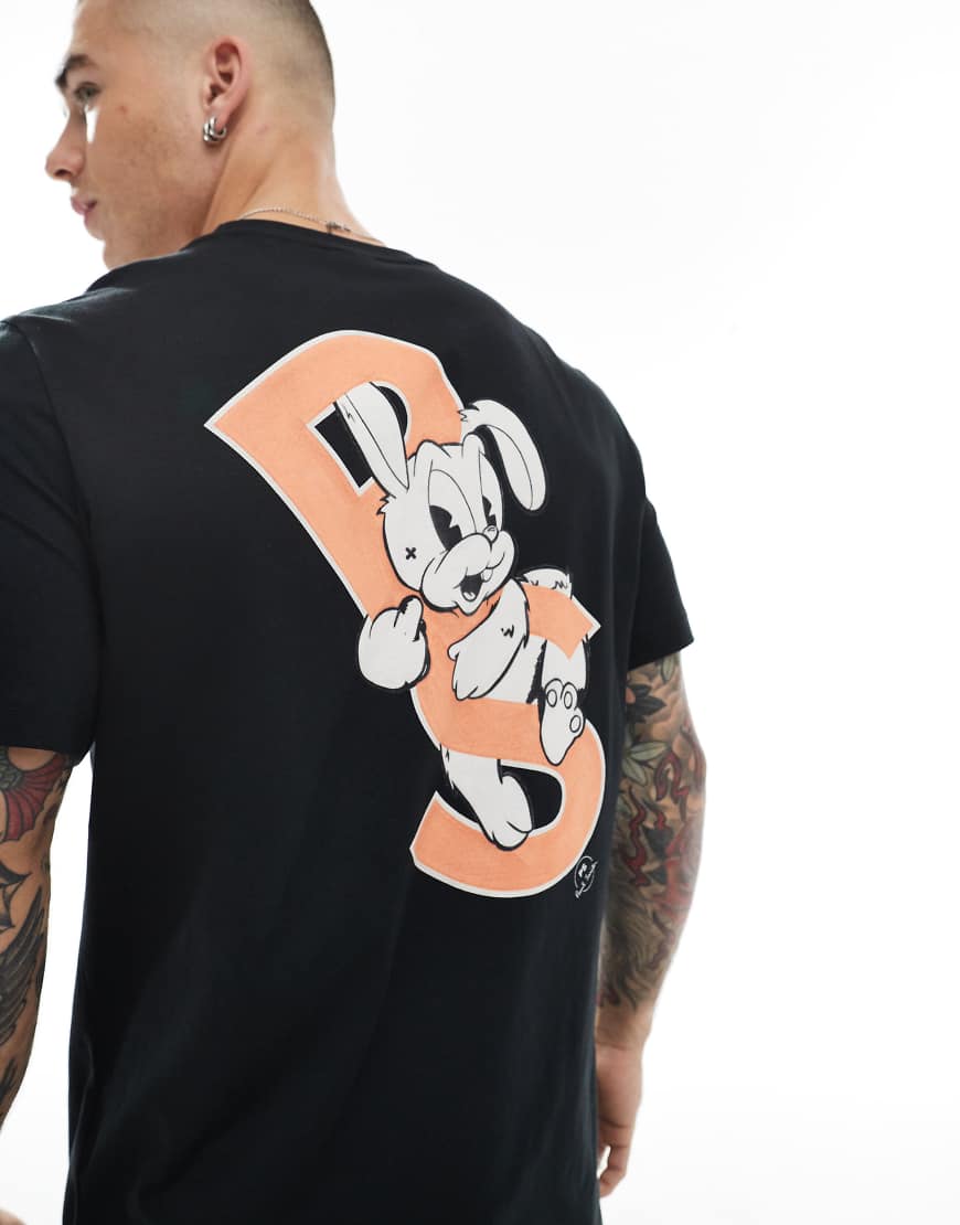 PS Paul Smith - Regular Fit T-Shirt in Schwarz mit „PS"-Hasen-Logo von PS Paul Smith