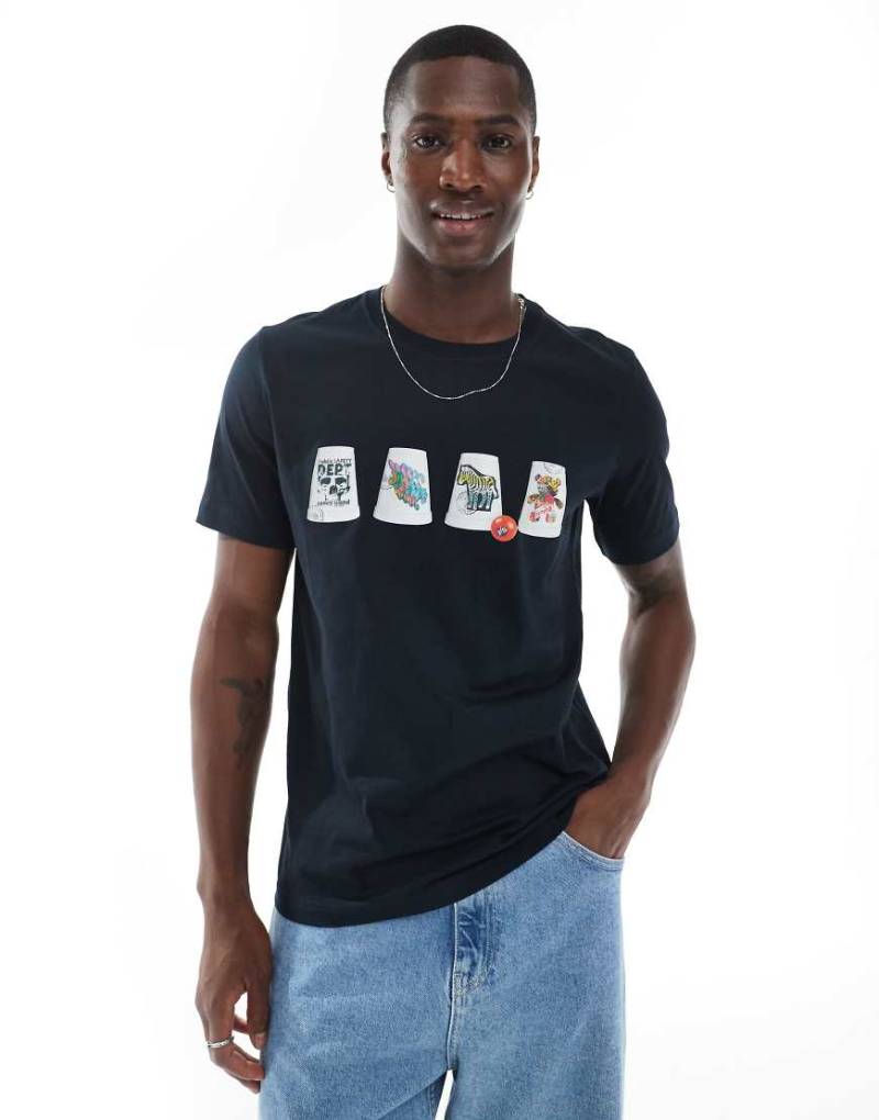 PS Paul Smith - Regular Fit T-Shirt in Schwarz mit Becher-Logo von PS Paul Smith