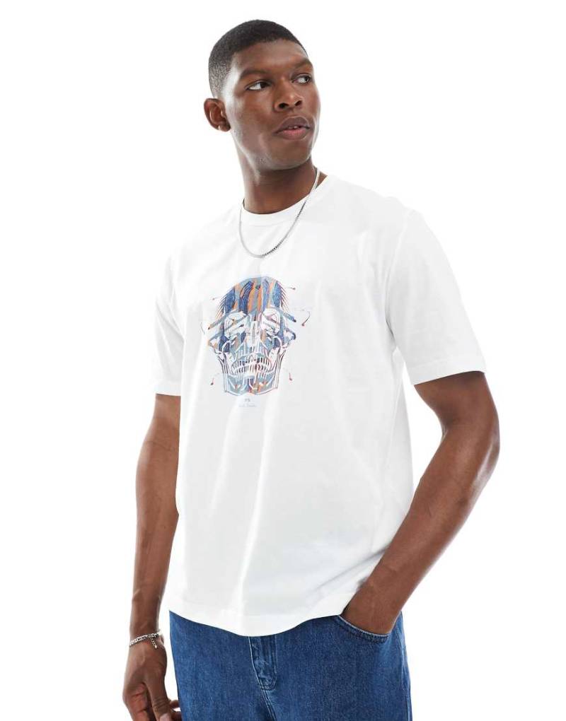 PS Paul Smith - Regular Fit T-Shirt in Weiß mit Totenkopf-Print von PS Paul Smith