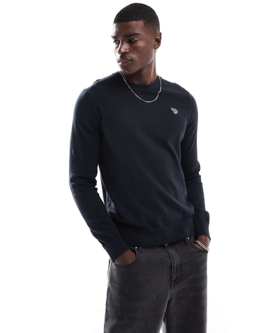 PS Paul Smith - Strickpullover in Schwarz mit Rundhalsausschnitt und Zebra-Markenlogo von PS Paul Smith