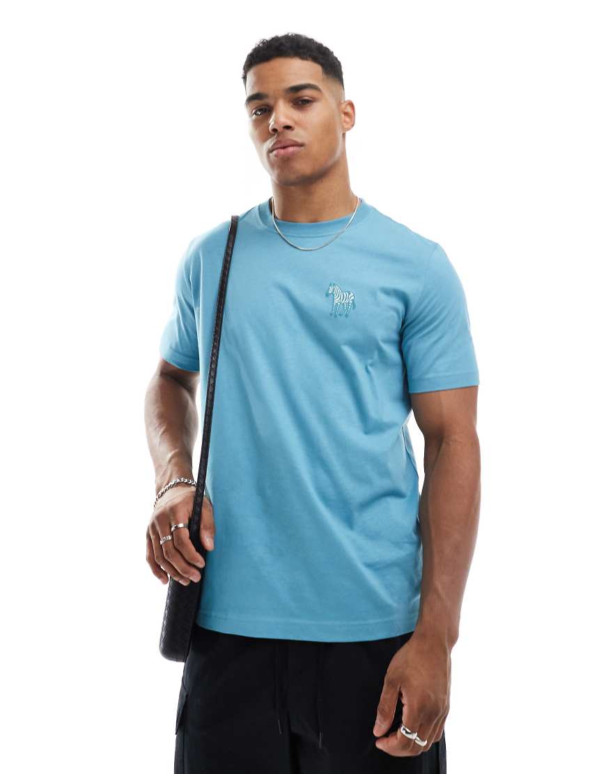 PS Paul Smith - T-Shirt in Blau mit Zebra-Logo in regulärer Passform PS Paul Smith - T-Shirt in Blau mit Zebra-Logo in regulärer Passform von PS Paul Smith