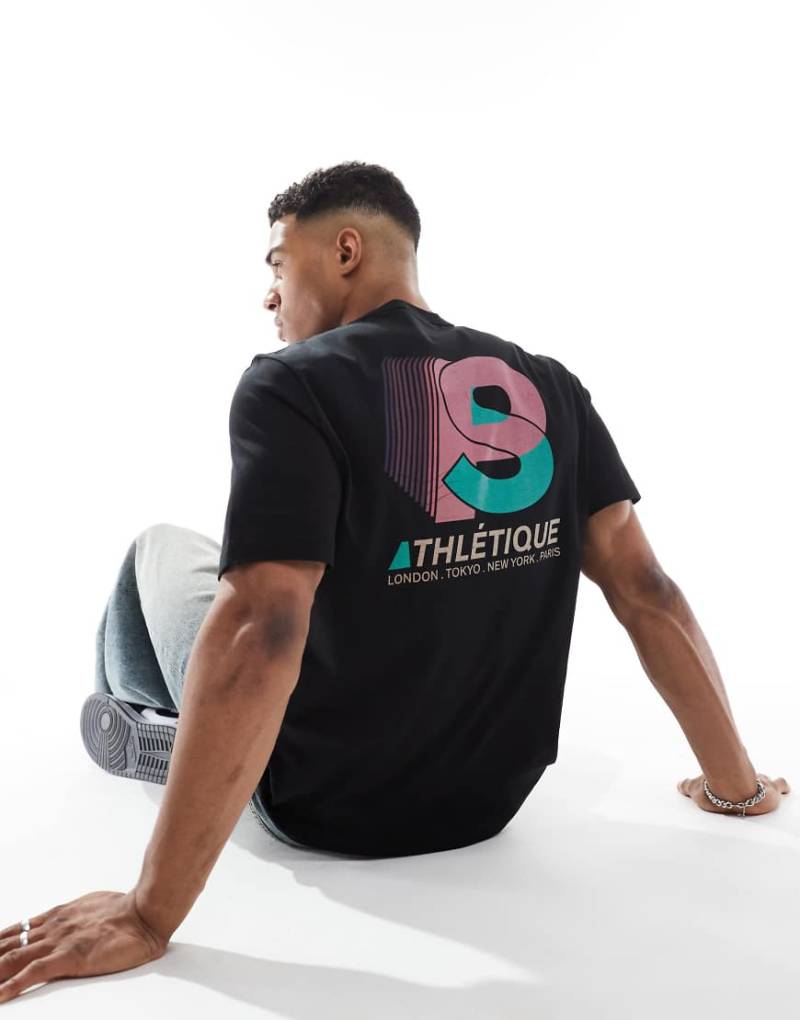 PS Paul Smith - T-Shirt in Schwarz in normaler Passform mit „Athlétique"-Logo von PS Paul Smith