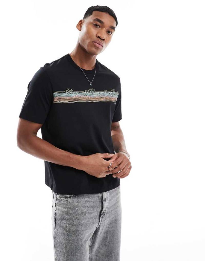 PS Paul Smith - T-Shirt in Schwarz mit Logo und Linien-Print von PS Paul Smith
